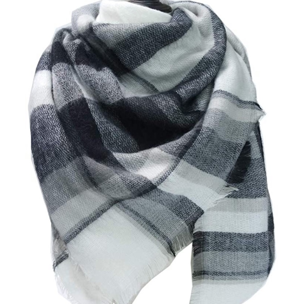 Plaid Blanket Fall Scarf Long Chunky Wrap